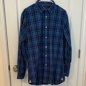 Crown and Ivy Blue Plaid slim Fit Button Down Shirt-Men’s
